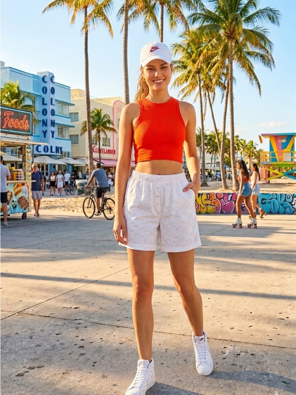 Nike White Drawstring Bermuda Shorts